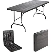 TRUTZHOLM Buffettafel Klaptafel 180x75cm Houtlook - Opvouwbare Kunststof Tuintafel - Biertent Tafel Partytafel Party