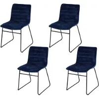 Urban Living “BROOKLYN” SET VAN 4 VELVET STOELEN BLAUW 55X45XH78CM
