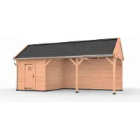 Westwood Douglas overkapping zadeldak, 750 x 300, met schuur en achterwand, Ruiter Basic