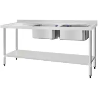 Vogue Dubbele Spoeltafel Spoelbak Links - DY828 - Horeca & Professioneel - Horeca & Professioneel