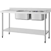 Vogue Dubbele Spoeltafel Spoelbak Links - DY825 - Horeca & Professioneel - Horeca & Professioneel