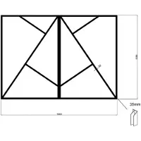 Vente-unique Asymmetrisch atelierraam van gepoedercoat aluminium - B180 x H130 - FAZENDA