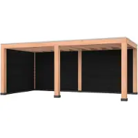 Westwood Douglas overkapping, 600 x 300, met zwarte achterwand en zijwand, Modern Plus