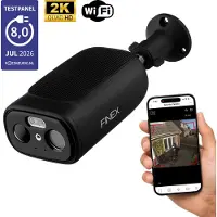 Finex Solar Camera – 2K Ultra HD – Geen abonnement - Solar Camera Met Nachtzicht – Buitencamera – Bewakingscamera voor Buiten – Beveiligingscamera Met WiFi en App – Black Edition