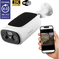 Finex Solar Camera – 2K Ultra HD – Geen abonnement - Solar Camera Met Nachtzicht – Buitencamera – Bewakingscamera voor Buiten – Beveiligingscamera Met WiFi en App – Wit