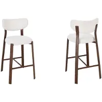 Furnihaus - Vika - Barkruk - Beige / Walnoot - Metaal poot - Set van 2