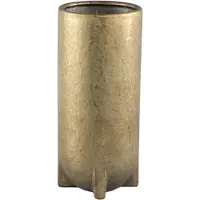 Ptmd collection PTMD Mardix Ronde Bloempot - H30 x Ø14 cm - Keramiek - Goud