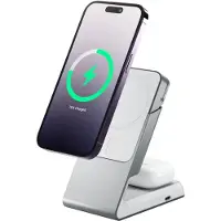 Alogic MSCDDWH, universele 2-in-1 oplader met houder, MagSafe+QI, wit