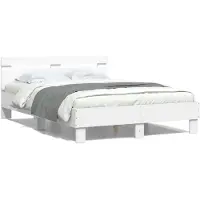 vidaXL Bedframe met hoofdbord bewerkt hout wit 120x200 cm