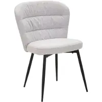 Mauro Ferretti Set van 2 grijze LOSANNA-stoelen (58 x 60,5 x 85 cm) – Beklede stoelen met zwarte metalen poten – Glamour ontwerp uit de jaren 70