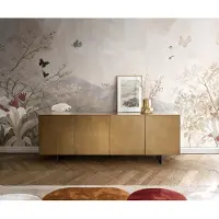 DELIFE Dressoir Aira 200 cm metallic goud 4 deuren zwevend metaal zwart
