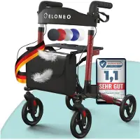 Aktiv shop GmbH Rollator – Lichtgewicht & Opvouwbaar - Binnen&Buiten - met Rugleuning - Wandelstokhouder -Tas