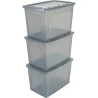 Iris Clearbox Opbergbox - 70L - Kunststof - Grijs - Set van 3