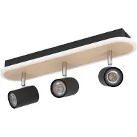 Eglo Led plafondspot Rimbocchi 3L - zwart - houtlook