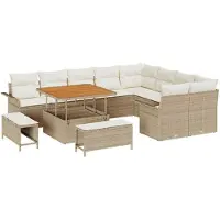 vidaXL Tuinbank Set 12 st 11-Aantal zitplaatsen Beige en Crème