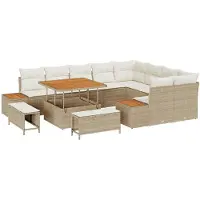 vidaXL Tuinbank Set 12 st 11-Aantal zitplaatsen Beige en Crème