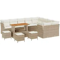 vidaXL Tuinbank Set 13 st 9-Aantal zitplaatsen Beige en Crème