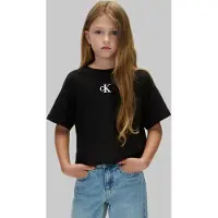Calvin Klein T-shirt Zwart Meisjes Katoen Ronde hals Effen - maat 116