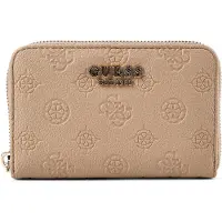 GUESS portemonnee Ella Logo SLG Zip Around Beige Logo Taupe