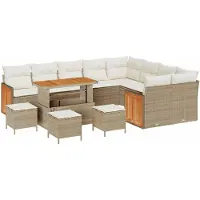 vidaXL Tuinbank Set 13 st 13-Aantal zitplaatsen Beige en Crème