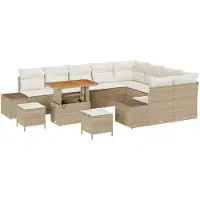 vidaXL Tuinbank Set 12 st 11-Aantal zitplaatsen Beige Poly rattan