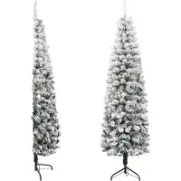 vidaXL Kunstkerstboom half met sneeuw smal 240 cm