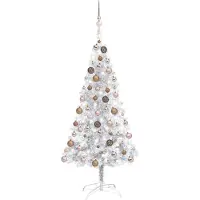 The Living Store Kunstkerstboom - Zilver - 120 cm - Met LED-verlichting