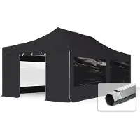 TOOLPORT 4x8 m Easy up partytent PVC met zijwanden (panorama), PROFESSIONAL alu 50mm, zwart