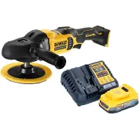 DeWalt DCM 849 E1 accu-excentrische polijstmachine 18 V 180 mm borstelloos + 1x Powerstack accu 1,7 Ah + lader