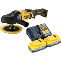 DeWalt DCM 849 E2 accu-excentrische polijstmachine 18 V 180 mm borstelloos + 2x Powerstack accu 1,7 Ah + lader