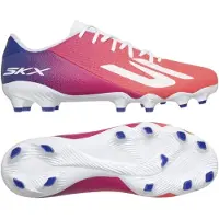 SKECHERS SKX_2 Academy Low Gras Voetbalschoenen (FG) Wit Felrood Blauw Roze