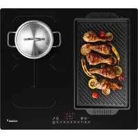 Kitchenbrothers Inductie Kookplaat - Inbouw Inductieplaat - 60 cm - 4 Zones - 2x Flexzone - 1 en 2 Fase - Tot 2400W - Zwart