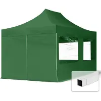 TOOLPORT 3x4,5 m Easy up partytent, ECONOMY staal 30m met zijwanden (panorama), donkergroen