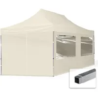 TOOLPORT 3x6 m Easy up partytent, ECONOMY alu 32mm met zijwanden (panorama), crème