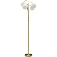 Mauro Ferretti Glamoureuze vloerlamp met 4 lampen – Moderne vloerlamp van goudkleurig metaal en opaalglas – E14 fitting – Hoogte 176 cm