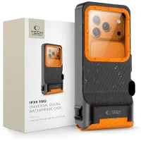 Tech-Protect IPX8 Pro Universeel Waterdicht Duik Hoesje Zwart / Oranje