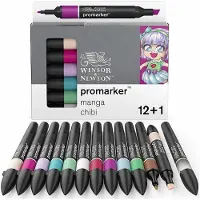 Winsor & Newton 0290142 Promarker 12+1 Manga Chibi | Professionele layoutmarkers & alcoholmarkers