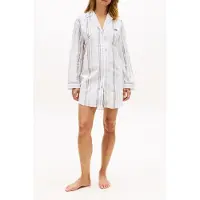 Tommy Hilfiger Ls Poplin Nightdress Keepsake Blue Multi Stripe Maat: S | Badjassen Outlet | Dames | Wit