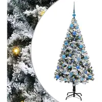 vidaXL Kunstkerstboom met 150 LED Wit 150 cm PVC en Staal en Kunststof