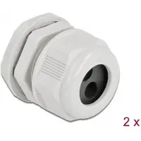 DeLOCK kabeldoorvoer PG21 voor kabels met een ronde doorsnede, grijs, 2 stuks, grijs, kunststof, 2 stuks, PG21, 8 mm, IP68