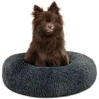 Lionto Donut hondenbed, zacht pluche & verhoogde rand 40 cm donkergrijs