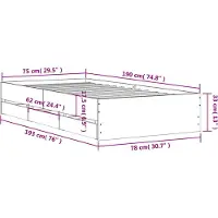 vidaXL Bedframe met lades bewerkt hout zwart 75x190 cm