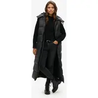 Superdry Dames Ripstop vest met capuchon lang zwart (M), Casual, Polyester W5011444A