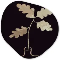 MuchoWow Organische wanddecoratie 40x40 cm - Organisch schilderij Bladeren - Goud - Luxe - Muurdecoratie woonkamer - Kamer decoratie - Schilderijen - Muurcirkel aesthetic