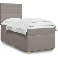vidaXL Boxspring met matras stof taupe 90x200 cm