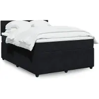 vidaXL Boxspring met matras fluweel zwart 140x190 cm