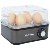 KitchenApp Eierkoker elektrisch - Geschikt voor 8 eieren - Met timer - Inclusief maatbekertje - Zilvergrijs
