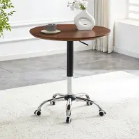 OKWISH Bijzettafel – In Hoogte Verstelbaar En Verrijdbaar – Voor Thuiswerk Keuken En Café – Walnootkleur – 70 Cm