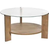 Vente-unique Salontafel van gehard glas - Licht naturel - SENIRA