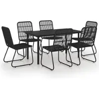vidaXL 7-delige Tuinset poly rattan en glas